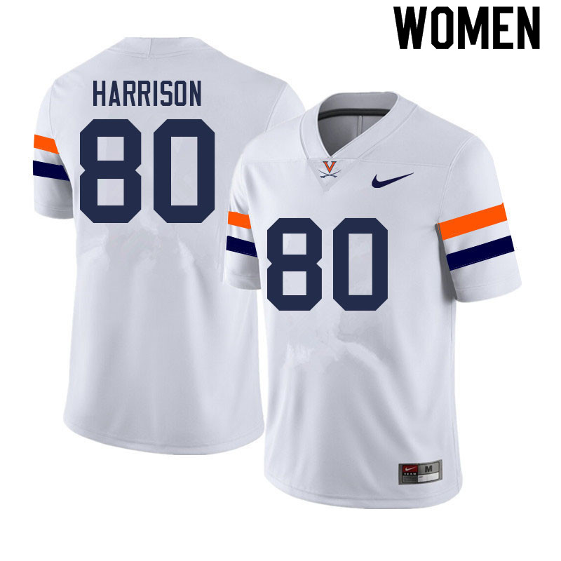 Women #80 Jalen Harrison Virginia Cavaliers College Football Jerseys Sale-White